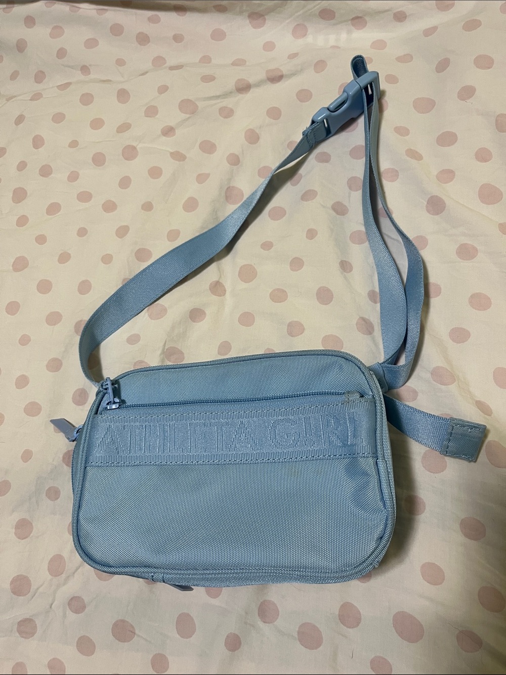 Athleta Girl bagLight Blue Crossbody Bag with Embossed Logo